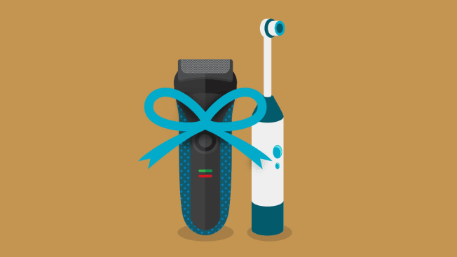 Illustration of a bread trimmer and an electric toothbrush.