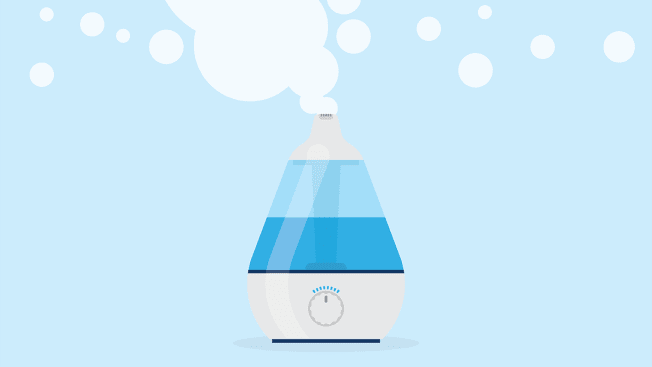humidifier illustration with water vapors in air above it