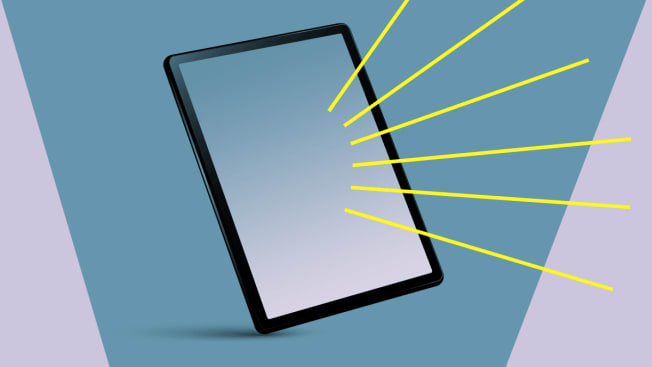 Illustration of a tablet with rays coming out of it