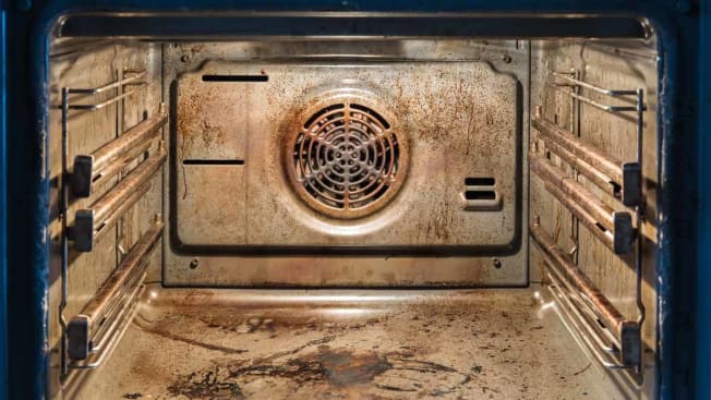 inside of dirty oven