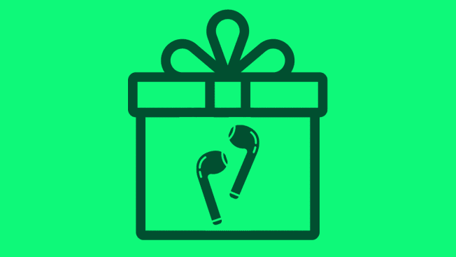 Gift icon with a pair of earbuds inside