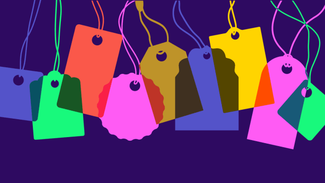 Sales tags in different colors
