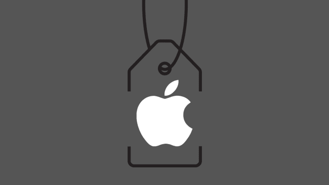 Apple logo on a sales tag.