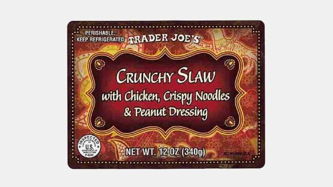 Label for Trader Joe’s CRUNCHY SLAW with Chicken, Crispy Noodles & Peanut Dressing
