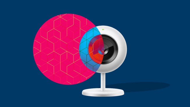 Rendering of a security camera with a pattern overlay on the camera
