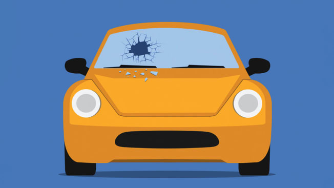 Illustration of a car with shattered front window