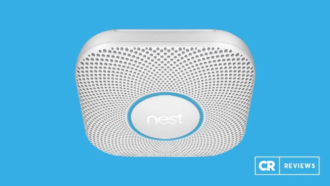Google Nest Protect Smoke and Carbon Monoxide on blue background