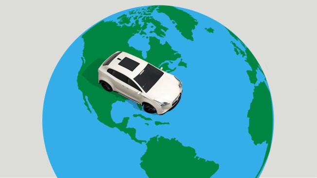 Illustration of a car on the earth,globe
