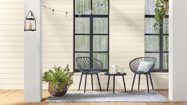 Exterior patio of a home painted with Clark+Kensington exterior paint