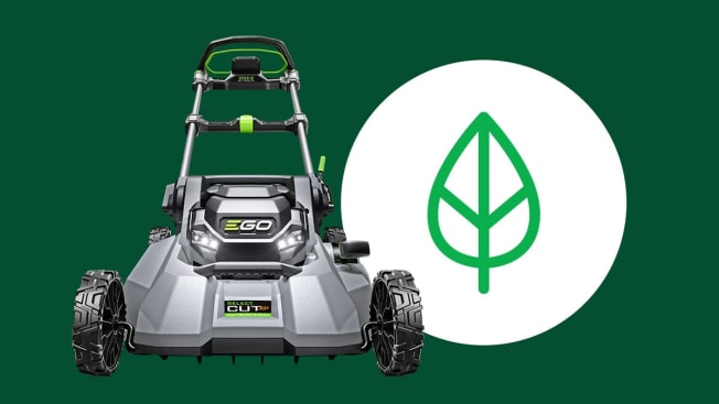 The Consumer Reports Green Choice designation icon next to the Ego LM2167SP Battery Mower