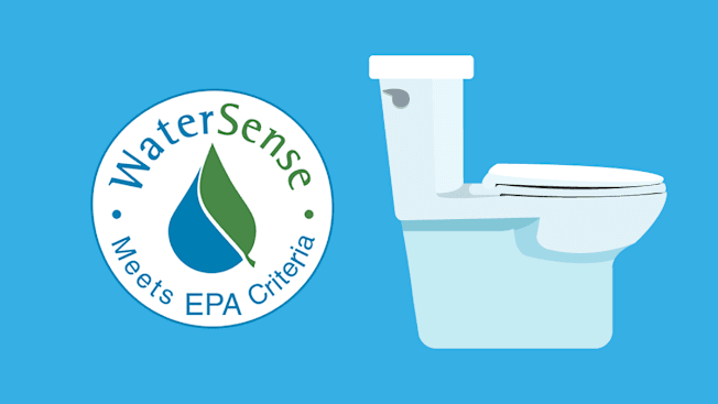 A WaterSense logo and an illustration of a toilet