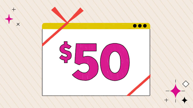 A website window with fifty dollars written on it.