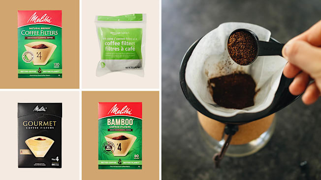 Melitta Natural Brown, Gourmet, Bamboo, Amazon Basics coffee filters, Chemex coffee maker with grounds