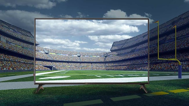 Football on TV screen