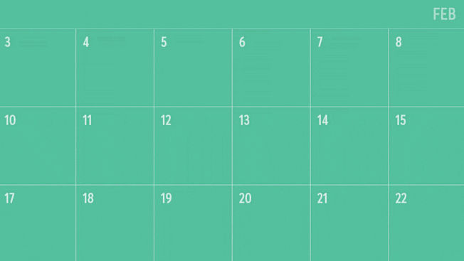 Calendar showing iPad, snow blower and phone