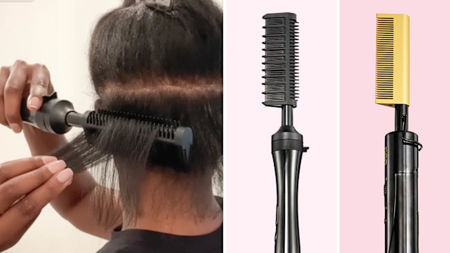 Jennifer Ford using a hot comb, Paul Mitchell and DAN Technology hot combs