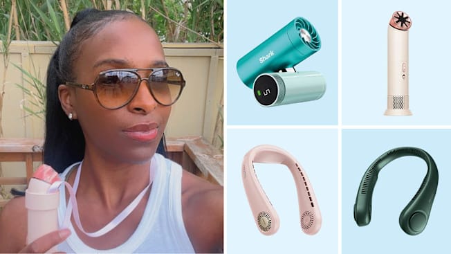 Jennifer Ford with Dyson HushJet, Shark ChillPill, Dyson HushJet, Torras, Jisulife neck fans