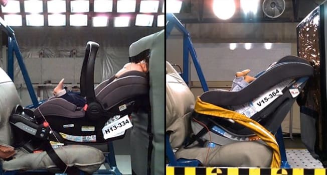 Convertible car seat tests from the side