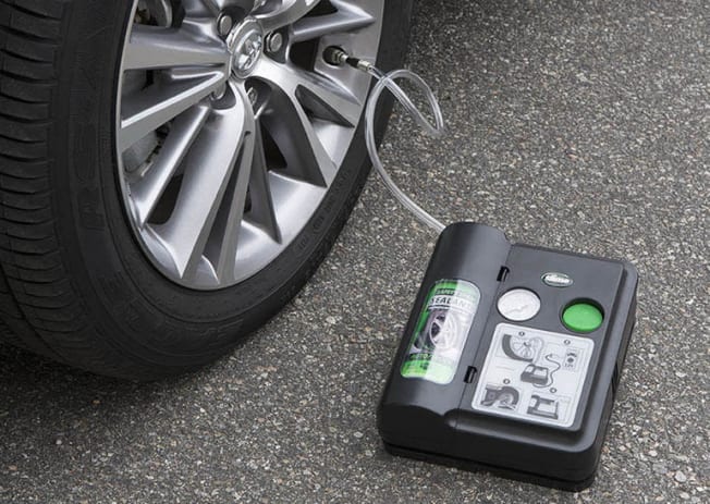 Tire sealant kit in use