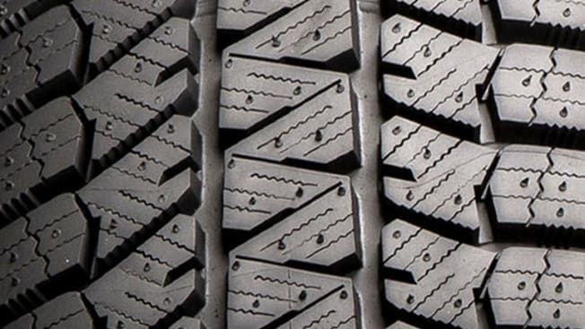 detail of snow tire treads