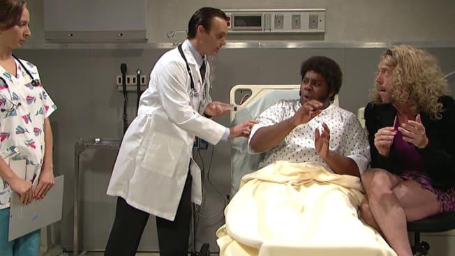 The 2006 "American Medical Association" skit from "Saturday Night Live" features Kenan Thompson as a patient invoking Tuskegee in protest to medical treatment.