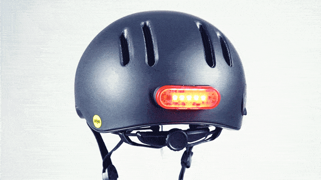 gif of rotating helmet with blinking reflectors