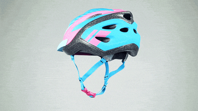 gif of rotating helmet with reflectors