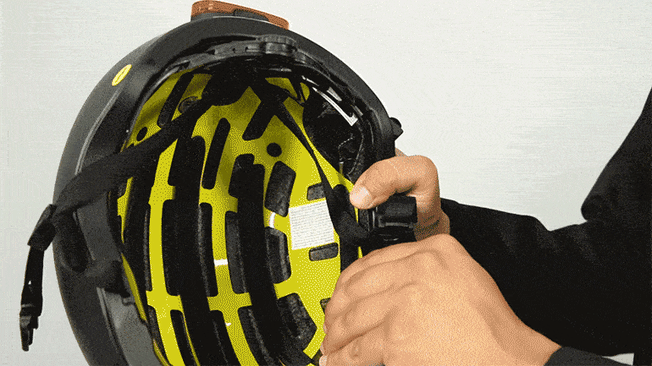 gif of technician completing bike helmet test