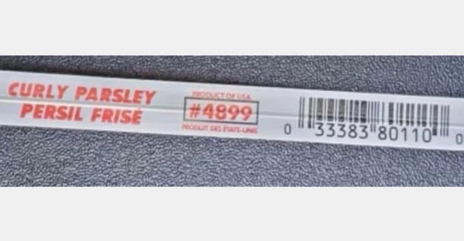 Dole Curly Leaf Parsley Twist Tie Label