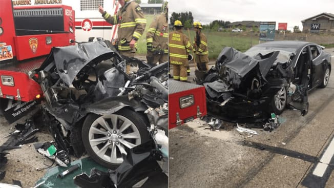 2018 Tesla firetruck crash Utah