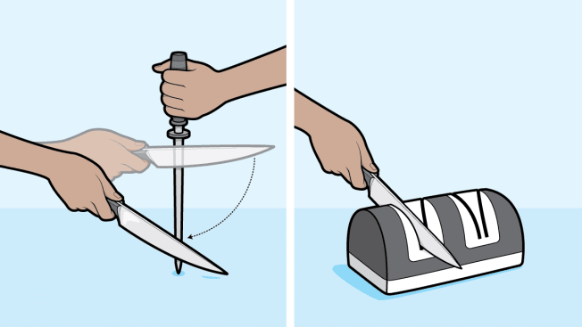 Honing a chef's knife and sharpening