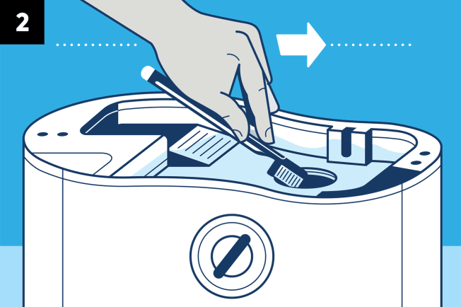 Cleaning tool reaching into crevices and scrub off scale in
the well of humidifier.