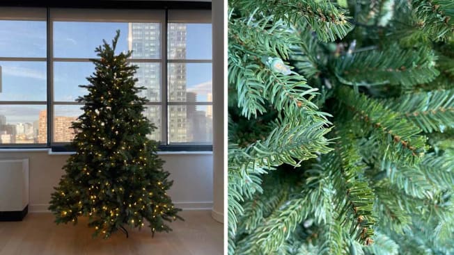 NTC (BBB) Princeton Fraser Artificial Christmas Tree and detail of needles