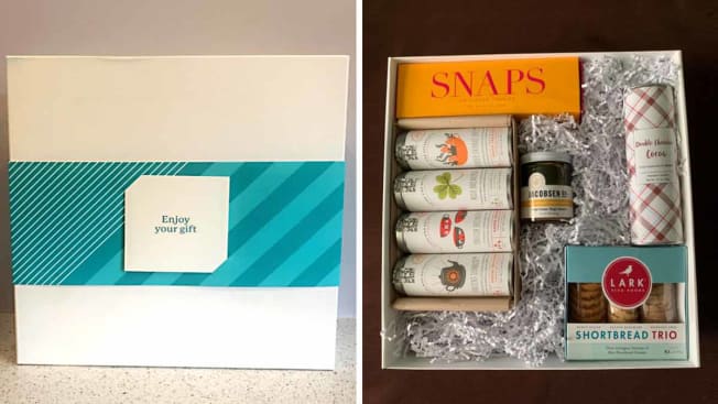 Knack gift basket lid and contents