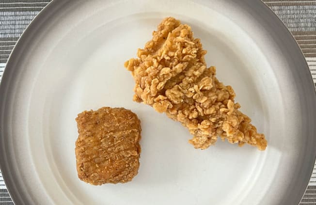 KFC beyond meat Chicken and KFC chicken on a plate