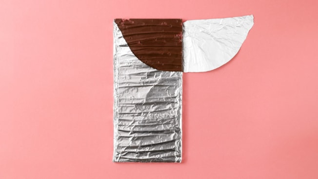 Chocolate in foil wrapper