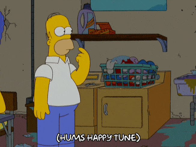 The Simpsons’ Homer throws  laundry basket into furnace