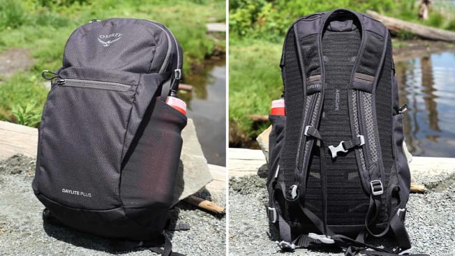 black backpack front and back