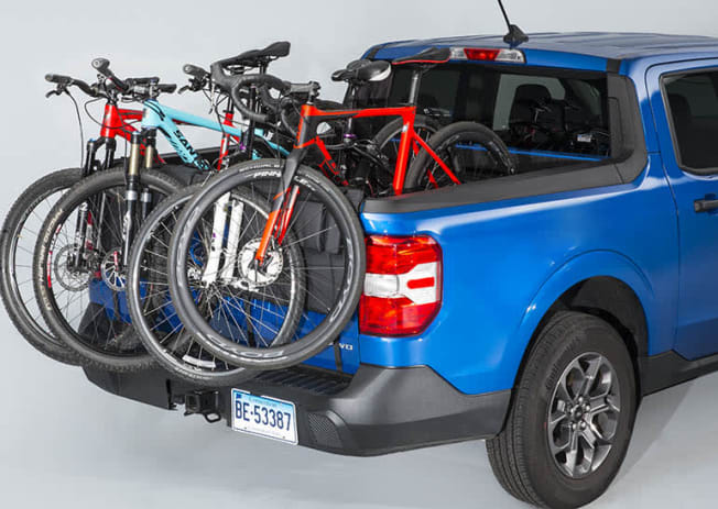 Hitch-mounted bike rack from Allen with four bikes
