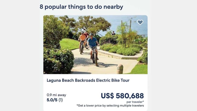 advertisement for electric bike tour that costs $580,688 per traveler