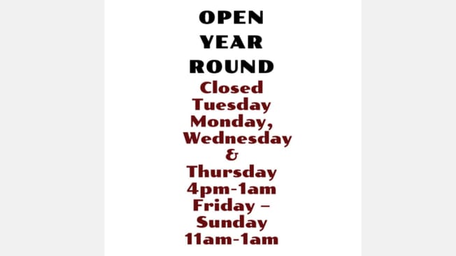 hours for restaurant that is open year round and closed several days a week