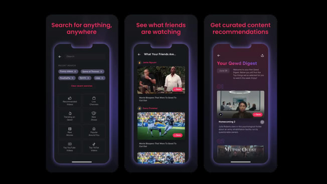 Qved Streaming app screens shots on Apple IOS