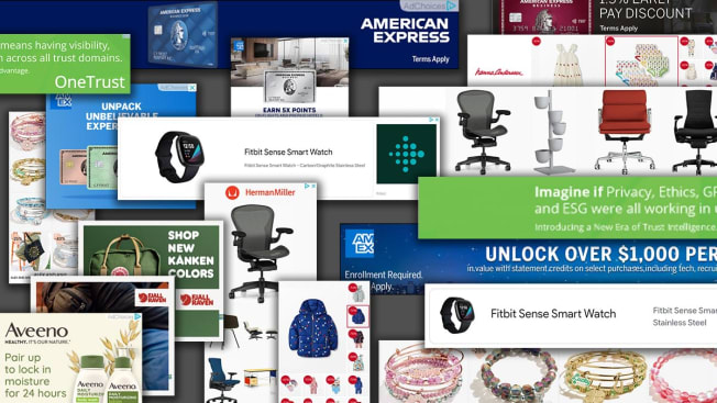 A collage of internet ads from different companies.