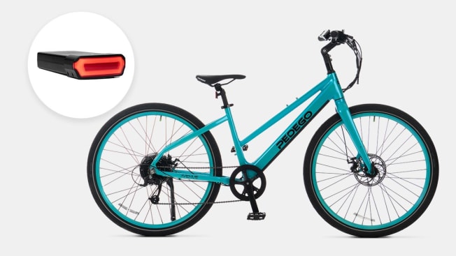 Pedego Avenue e-bike and inset of battery.