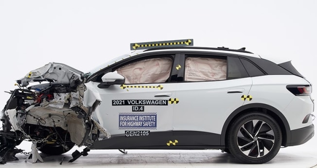 2021 Volkswagen ID.4 after front crash test, IIHS