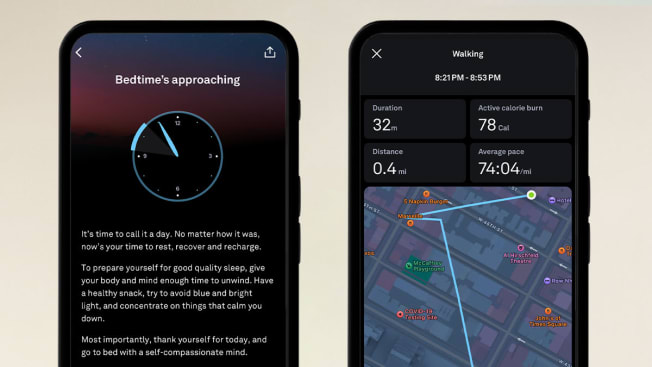 two screenshots of the oura app