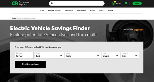 Consumer Reports Electric Vehicle Savings Finder
researching Kia EV6