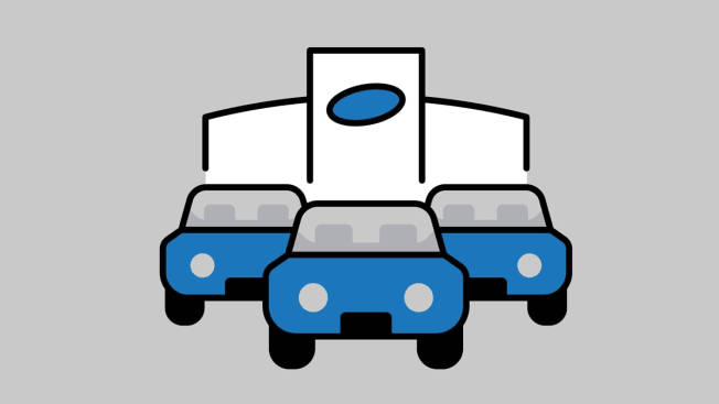 illustration of building with three cars in front of it