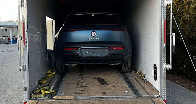 Fisker Ocean being delivered to Consumer Reports