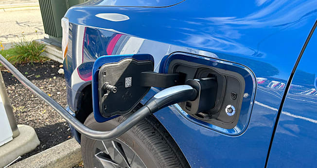 Ford Lightning using Tesla Supercharger with an NACS adaptor